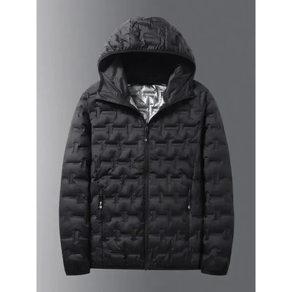 Winter white down jacket men's graphene self heating windproof pleated hooded down jacket casual warm down jacket men's coat