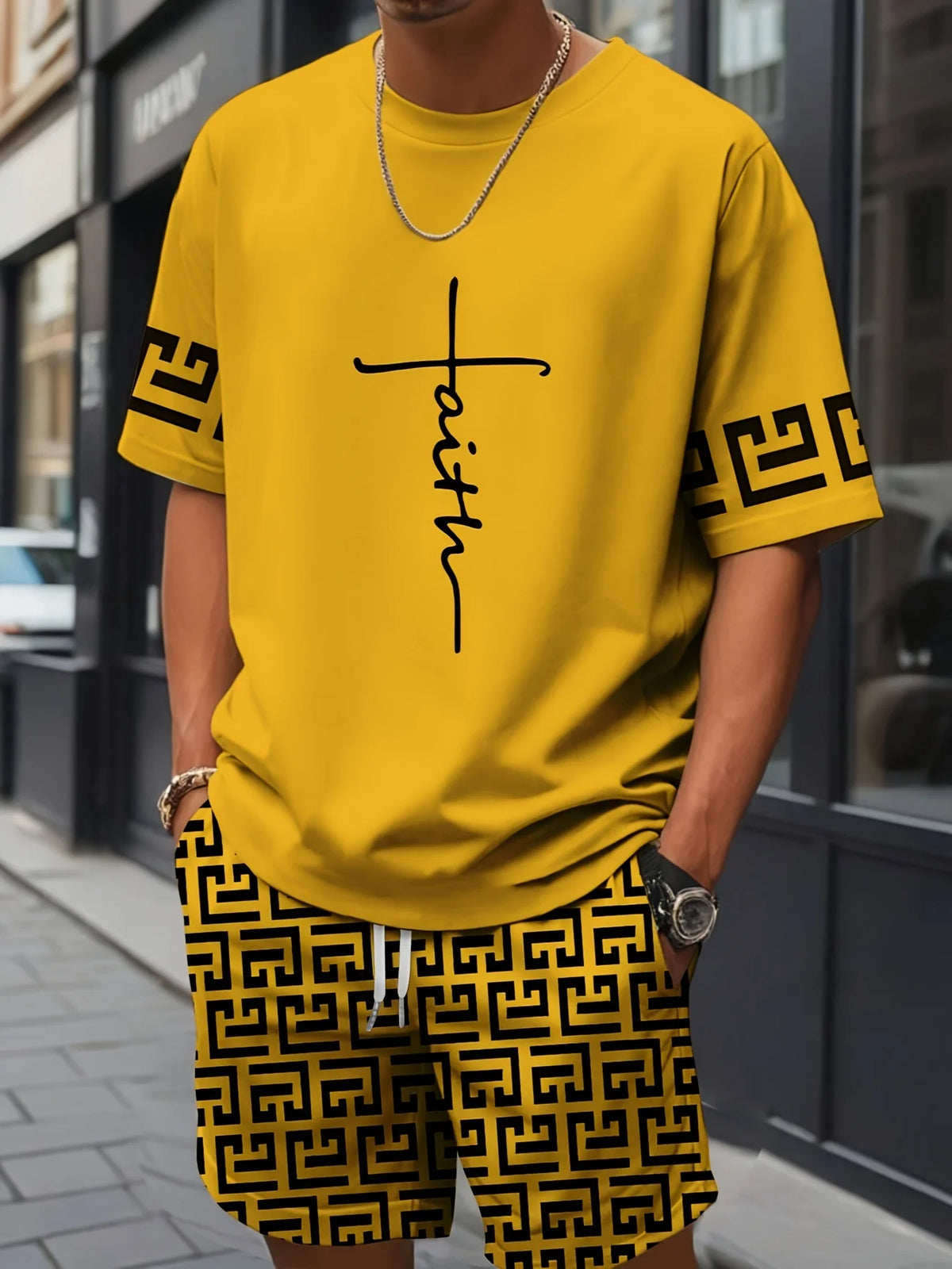 New Men's Summer Set Short-Sleeve T-Shirt Two-Piece Set Stylish Athletic Wear 3D Gradient Print Casual Shorts and T-Shirt Set
