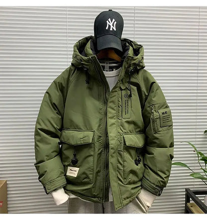 Luxury High-end Down Jackets Men Winter Warm Cargo Coat White Duck Down Coat Windproof Pockets Hooded Thick Parkas Canada