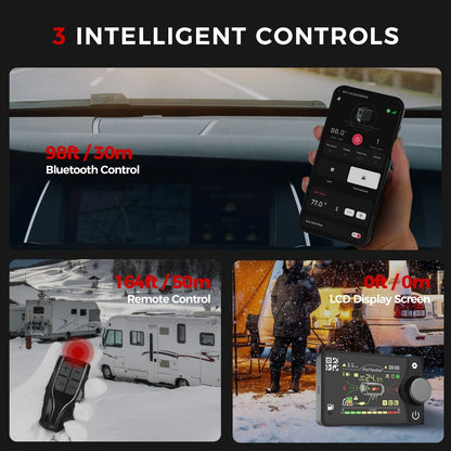 8KW 12V 24V Auto Thermostat Diesel Air Heater With Bluetooth APP&LCD&Remote Control For Trailer Camping Tent Car Parking Heater