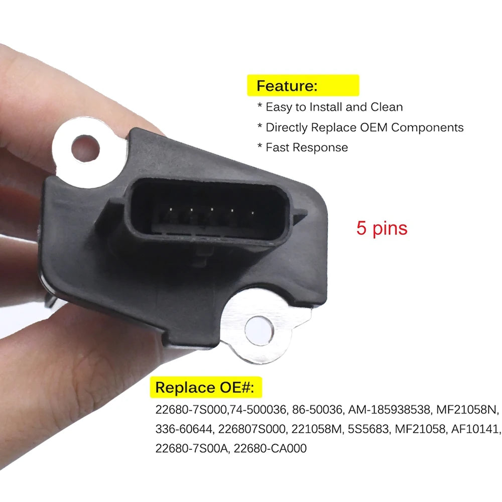 22680-7S000 Mass Air Flow MAF Meter Sensor For Nissan Qashqai Tiida C11 SC11X X-Trail T30 NV200 Cube 350 Z 22680-7S00B AFH70M38