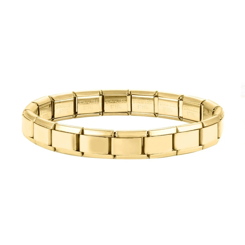 New Women's Men's Jewelry DIY 9MM Width Italian Elastic Charm Bracelet Solid Color Stainless Steel Fashion Bangle