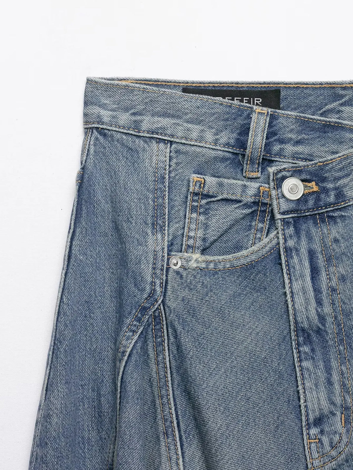 Women'sAsymmetric Denim Skirt New Spring Casual Mid Waist Pocket Women Lace Skirts Fashion Female Chic Skirts