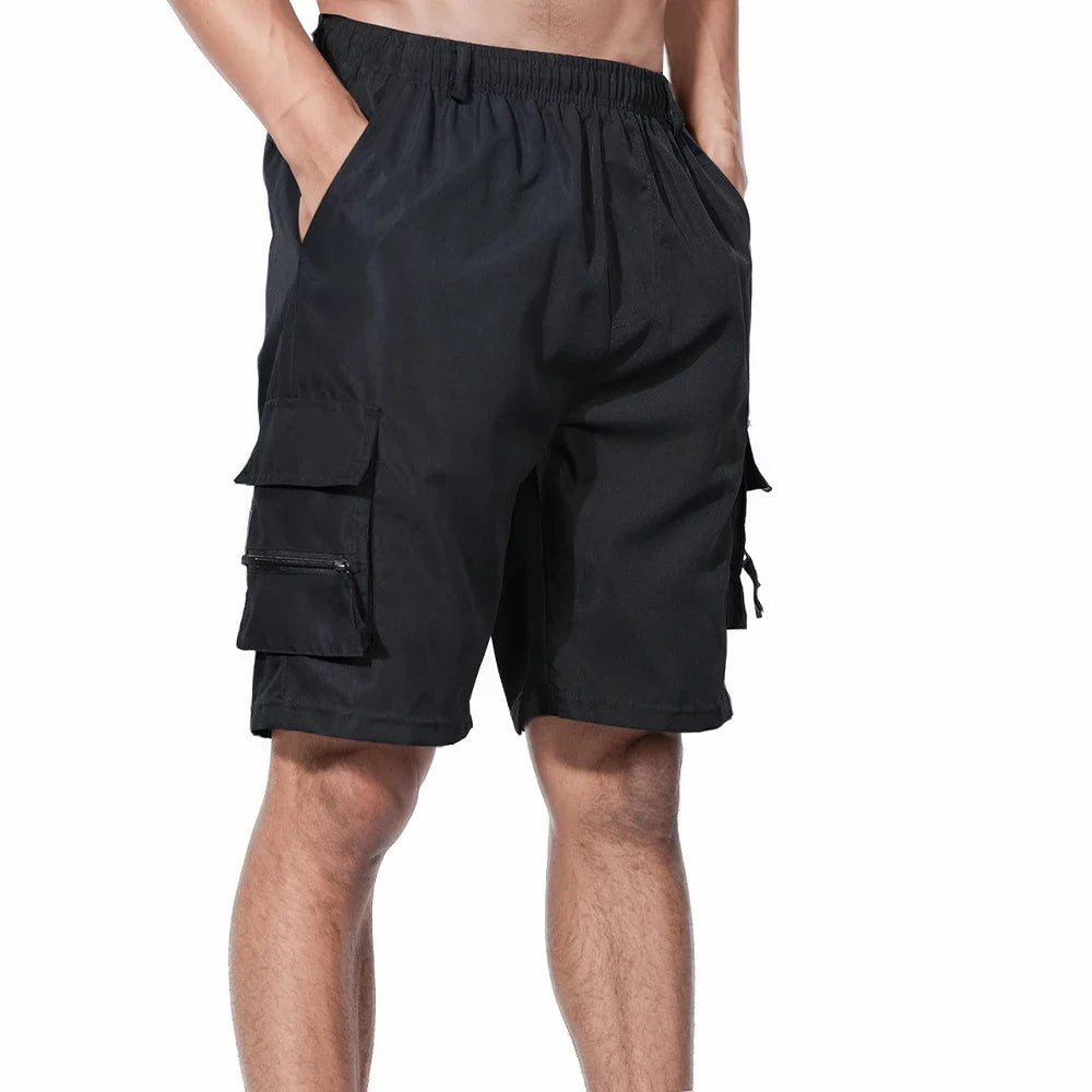 Men's Cargo Shorts Summer Oversized Pants Elastic Waist Large Size Outdoor Jogging Sweatpants Trend Multi Pockets Men Clothes