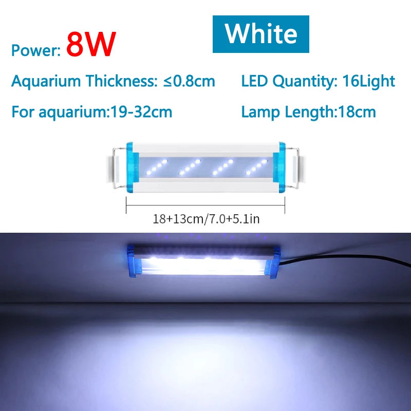 Extensible Waterproof Clip on Lamp For Fish Tank Super Slim Fish Tank Aquatic Plant Grow Aquarium LED Light 18-58cm 220V