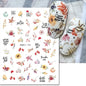 3d Nail Art Decals Elegant White RoyalBlue Roses Flowers Adhesive Sliders Nail Stickers Decoration For Nail Manicure