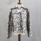 Women Real Rabbit Fur Coat High Collar Winter Jacket Make of One Rabbit Fur Cross Mink Pattern