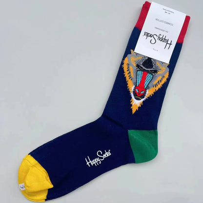Happy Socks Men's Mid-tube Socks Four Seasons Pure Cotton Classic Socks SIZE 41-46