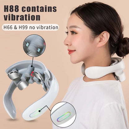 Vibration Neck Masssger Rechargeable Low Frequency Pulse Cervical Massager Smart Electric Neck Massager Red Light Massage