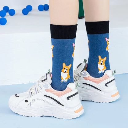 1 Pair Men Cotton Retro Abstract Oil Painting Art Socks Shout Modern Van Gogh Starry Night Happy Oil Painting Skateboard Sock