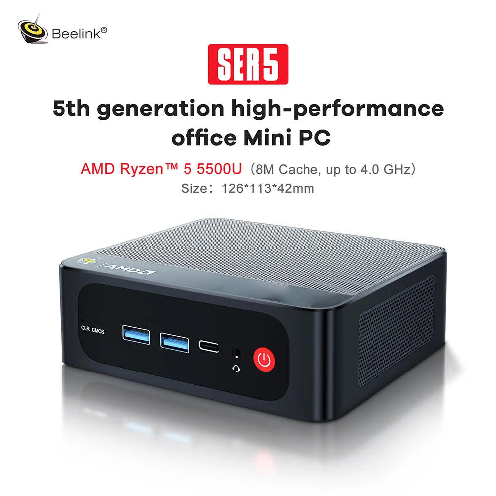 Beelink SER5 Max AMD Ryzen7 7735HS SER3 R3 3200U R5 5500U 5625U DDR4 16G RAM 500G Mini PC Support WiFi6 Type-C Desktop Computer