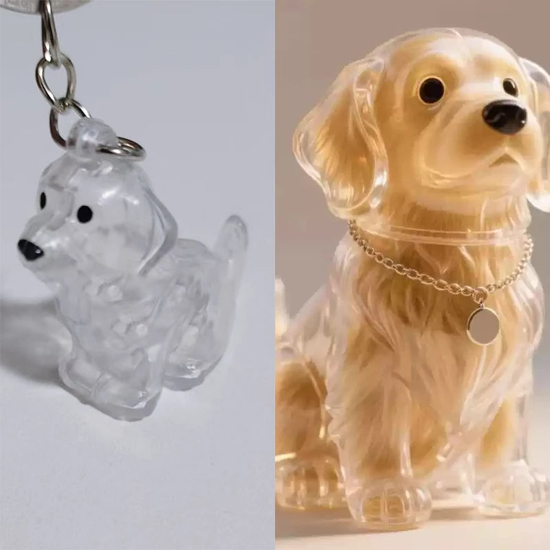 (HB05)Clear Puppy Hair Memorial Keepsake Capsule Pet Dog Fur Container DIY Pendant Keychain Decor Pet Lovers Home Display Gifts