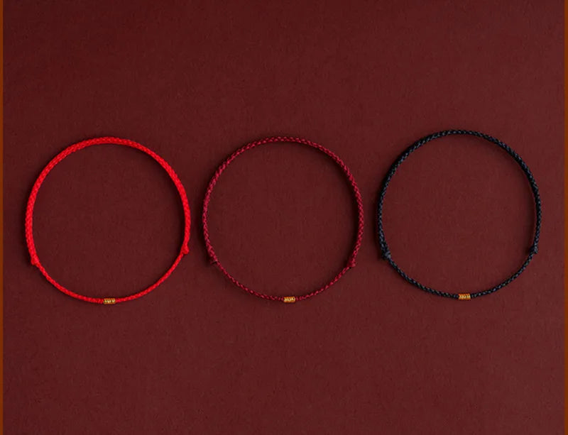 Hand Braided Red Rope Bracelet Copper Lucky Bead Hand Rope Couple Bracelet Simple Buckle Ethnic Original Female Accessory