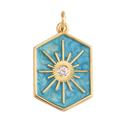 Sun Moon Star Space Celestial Compass Charm Pendant in Gold Colour , Jewelry Necklace Bracelet Making Supplies L93