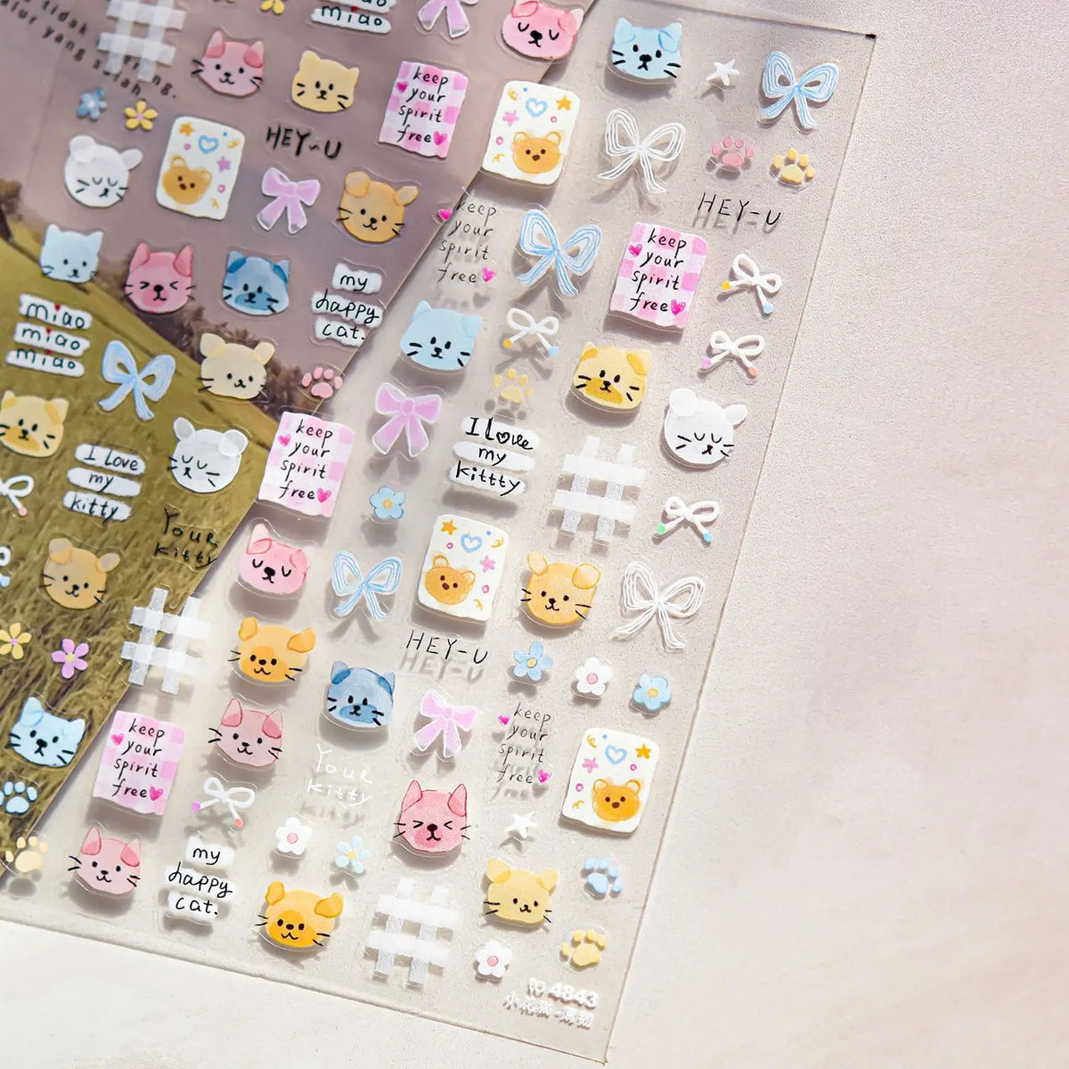 Cute Animal Face 5D Nail Art Stickers Cartoon Cat Bunny Dog Mouse Kawaii Expressions Simple Self Adhesive Manicure Decal DIY
