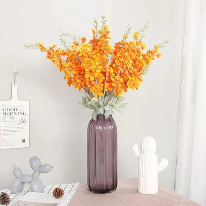 Artificial New Flowers Delphinium Flower Branch Fake Leaf Wedding Decoration Outdoor DIY For Home Decorative Vase Accessories
