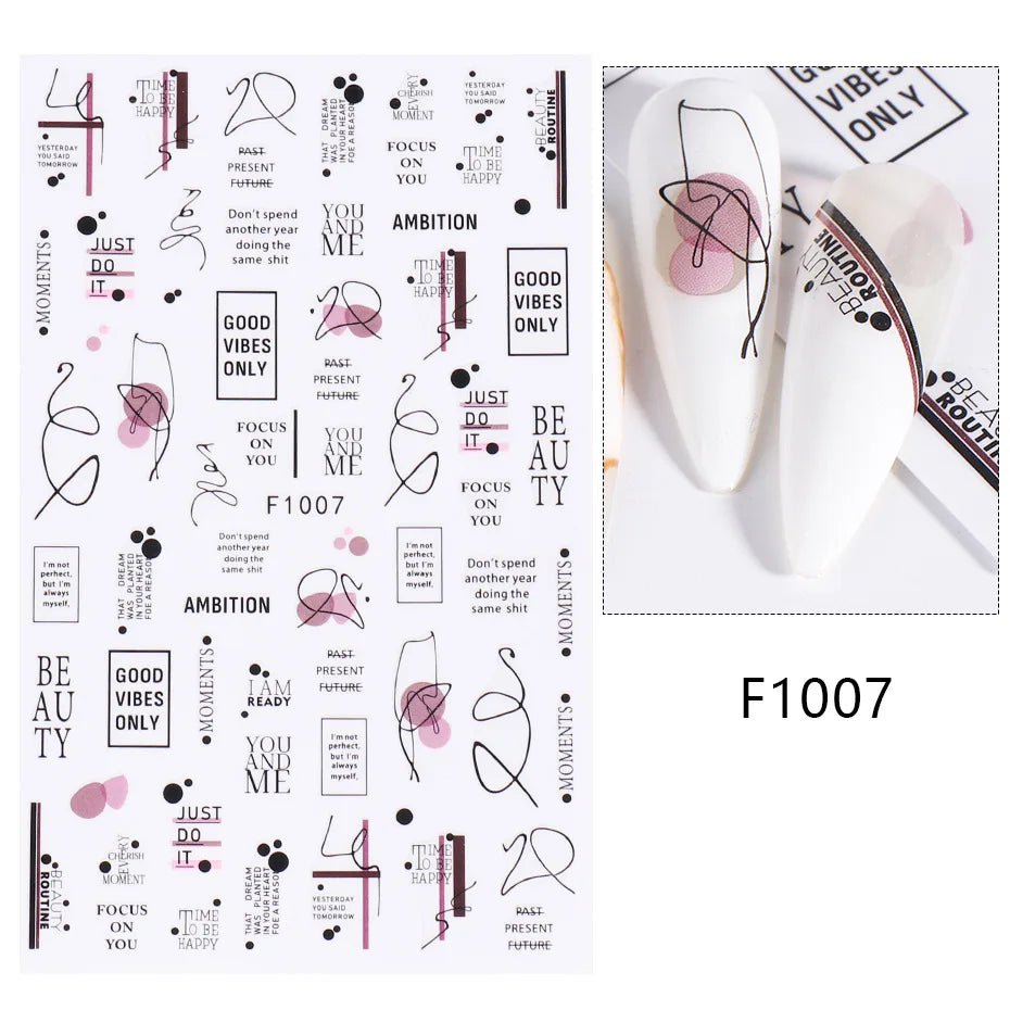 1PCS Marbled Nail Sticker 3D Abstract Lines Sticker Nail Art Supplies Nail Decals Y2K Laser Butterfly Ladies Nail Art Decoration