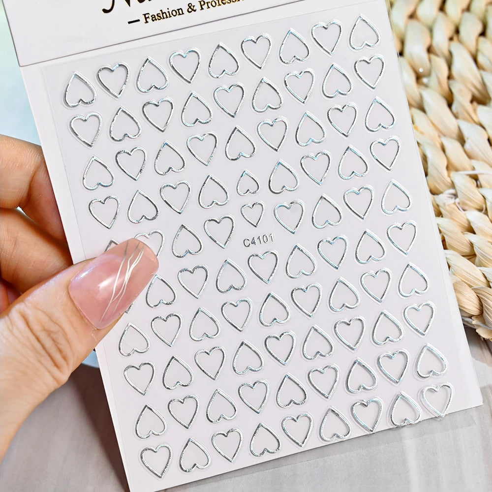 3D Metal Silver Flame Nails Stickers Gold Bronzing Stripe Lines Sliders Design Manicure French Nail Art Decoration Decal #Y2K