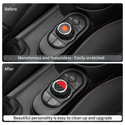 Central Control Volume Multimedia Button Knob Sticker for MINI Cooper F55 F56 F57 F60 Countryman Leather Car Interior Styling