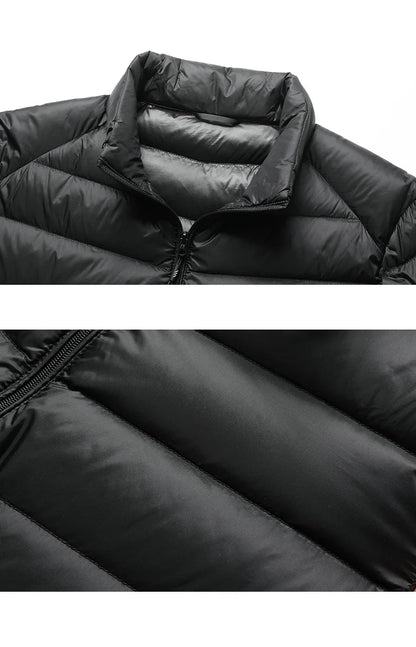 Men's Stand-Collar Hooded Lightweight Down Jacket for Winter - 90% Duck Down, Sporty, Warm & Versatile (Couple Style Available)