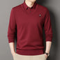 Men's Fleece Lined Sweater Polo Collar Pullover Tops Fashion Business Causal Pullovers Korean Slim Fit Thick Winter Clothes