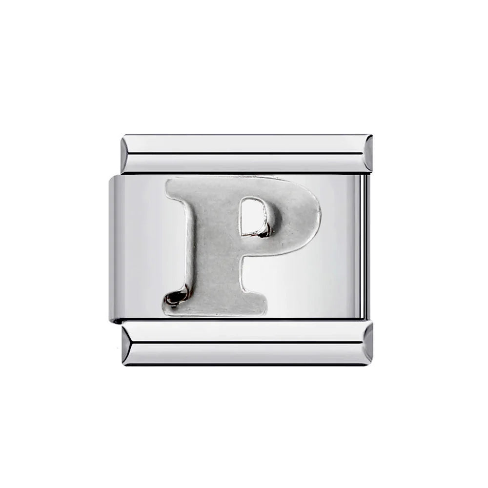 26 English A-Z Letter Name Custom 9mm Link Charms Silver Color Italian Stainless Steel Bracelet DIY Jewelry Making Hand Chain