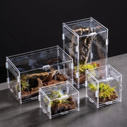 Durable Acrylic Reptile Habitat Anti-Escape Multiple Size Spider Feeding Case Clear Arboreal Lizard Breeding Box for Chameleon