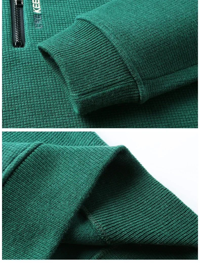 Men's Knitwear Solid Color Chunky Half Zipper Thickening Sweater Warm Sweater Fashion Luxury Men's Clothing Turtleneck Sweater