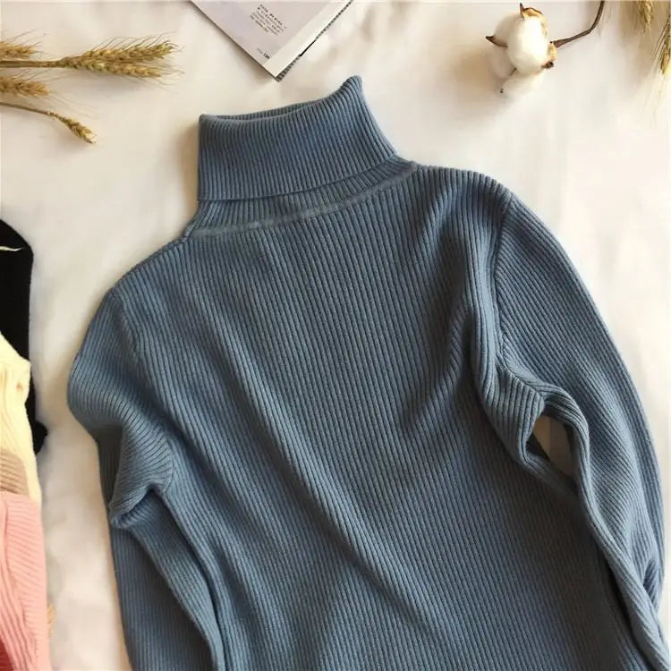 2026 Autumn Winter Sweater Women Knitted Ribbed Pullover Sweater Long Sleeve Turtleneck Slim Jumper Soft Warm Pull Femme