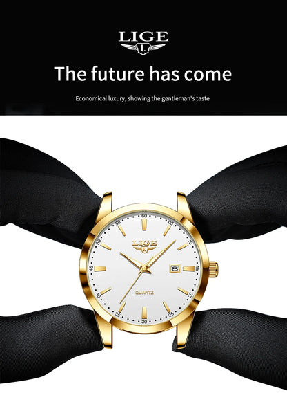 LIGE Fashion Brown Leather Watch Men Military Sports Men's Quartz Wristwatches Casual Waterproof Chronograph Relogios Masculino