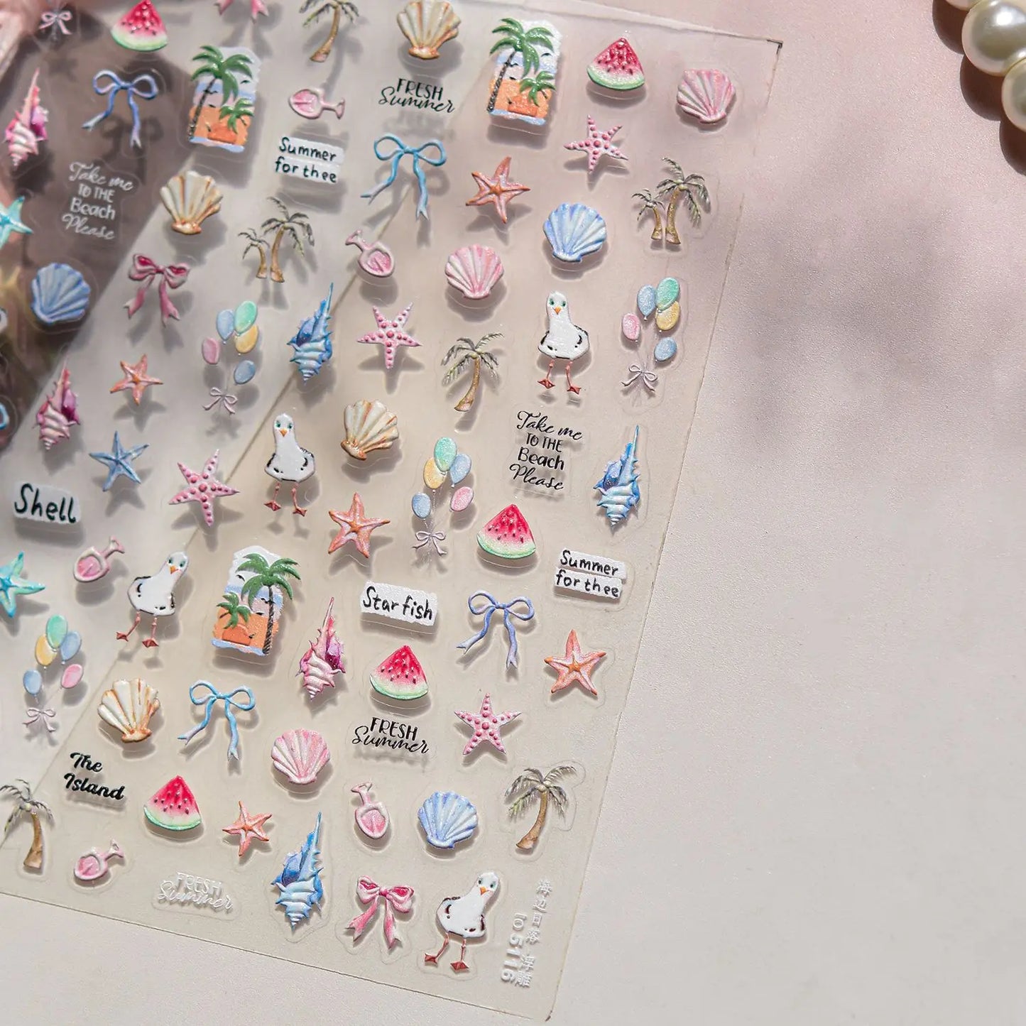 Ocean Shell Starfish Shell Conch Whale Dolphin Seahorse Coconut Tree Water Bubbles Self Adhesive Nail Art Sticker Manicure Decal