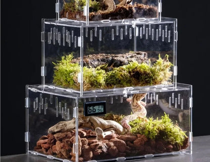 Durable Acrylic Reptile Habitat Anti-Escape Multiple Size Spider Feeding Case Clear Arboreal Lizard Breeding Box for Chameleon