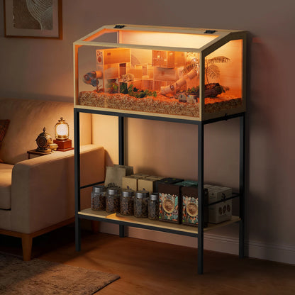Large Wooden Hamster Cage Clear Tempered Glass Pet Small Animal Habitat Cage Playful Hutch House