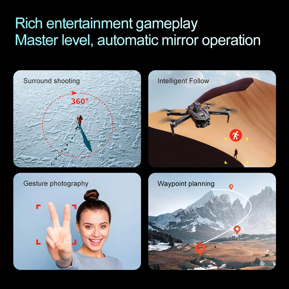 V168 MAX GPS Drone Professional 4K Dual Camera Brushless Obstacle Avoidance Security Drones with Large Screen Control Quadcopter