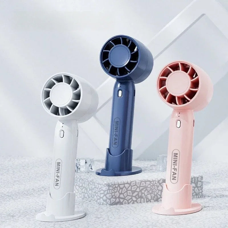 Summer Mini Handheld Fan USB Rechargeable Portable High-speed Motor Small Desktop Stand Turbo Fan for Travel Outdoor Activeity