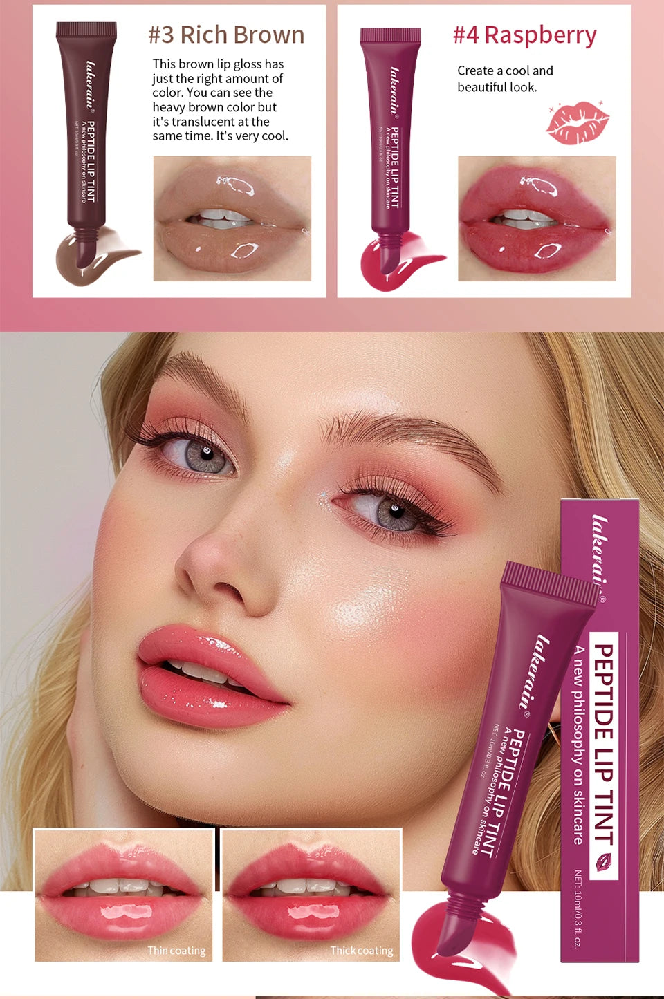 4pcs /set Moisturizing Lip Glaze Mirror Glass Long Lasting Lip Gloss Liquid Lipstick Makeup Glossy Lip Care Cosmetic