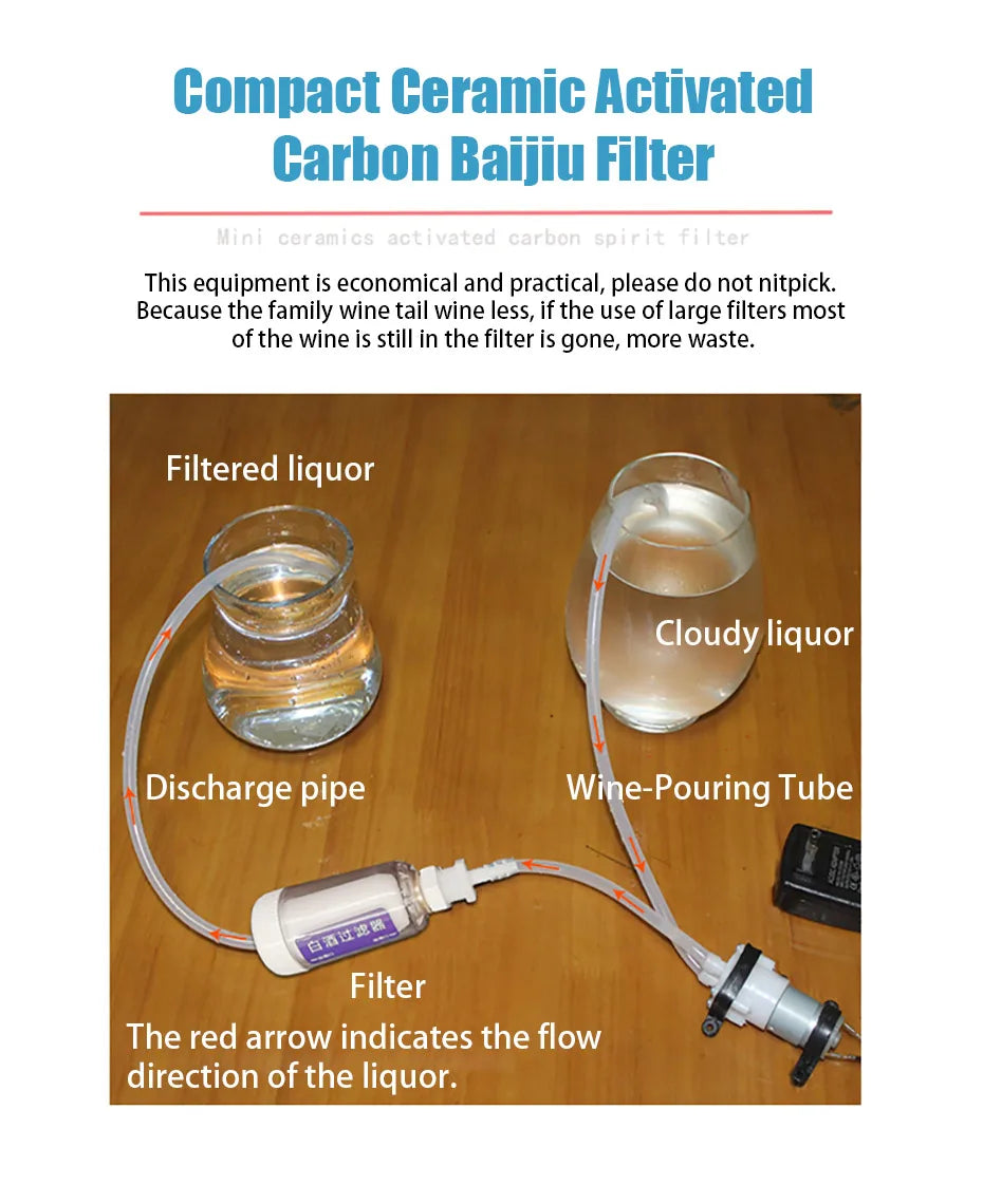 Home Brew Liquor Filter Machine Electric Liquor Filter Pump Ceramic Activated Carbon Alcohol Purifier with Electric Pump