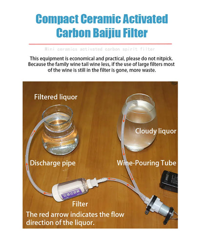 Home Brew Liquor Filter Machine Electric Liquor Filter Pump Ceramic Activated Carbon Alcohol Purifier with Electric Pump