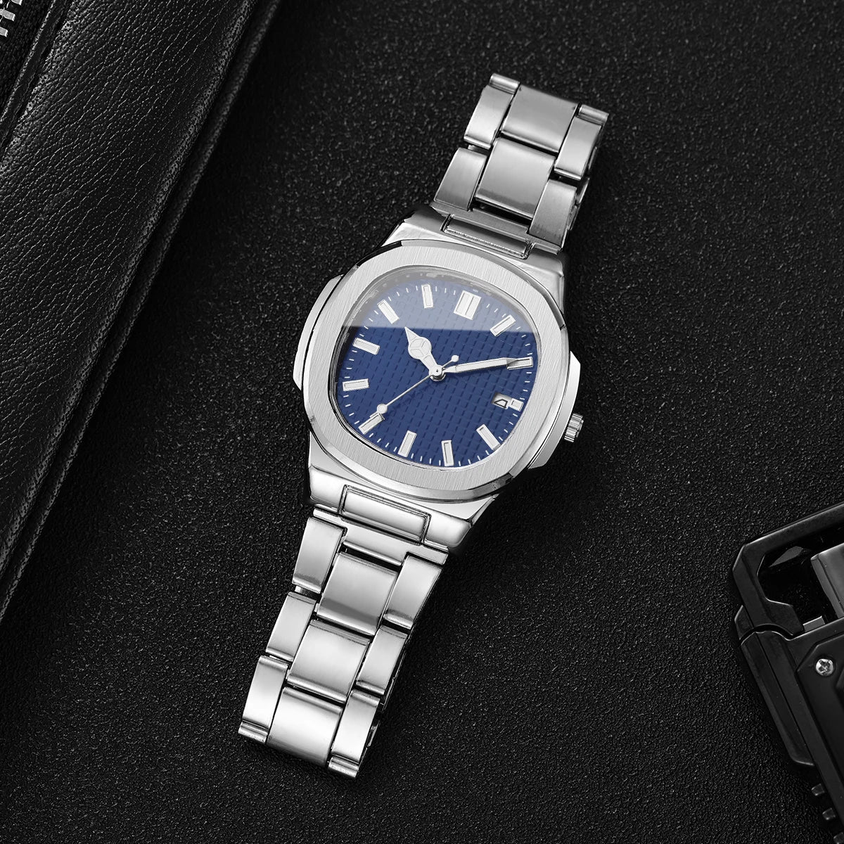 Luxury Square Men Business Watches Simple Calendar Quartz Watch for Mens Clock Reloj Hombre（Without Box）