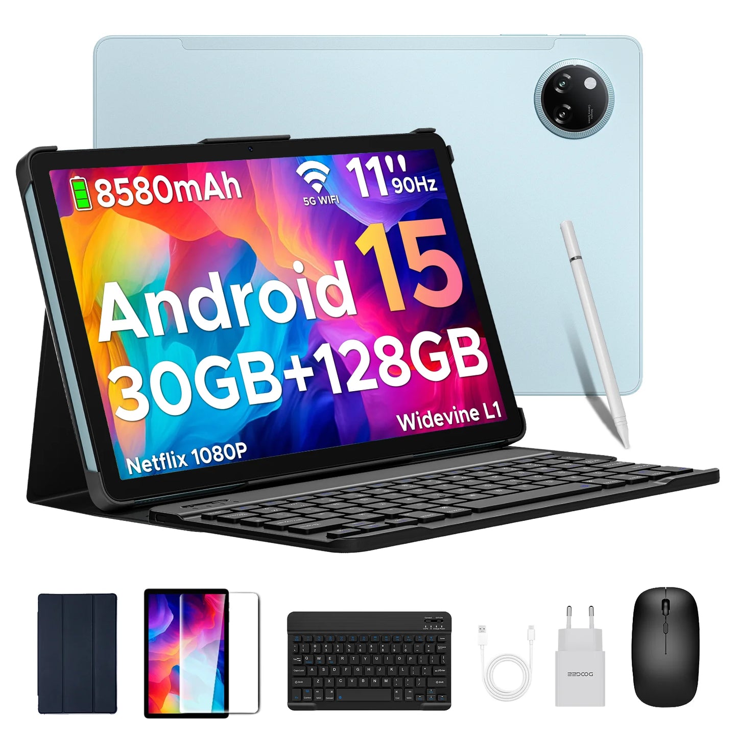 DOOGEE Tab A9 Pro+ Tablet PC Android 15 Dual Speakers 11'' Screen 30GB RAM (6GB+24G) 128GB 8580mAh Battery Widevine L1 Smart Pad
