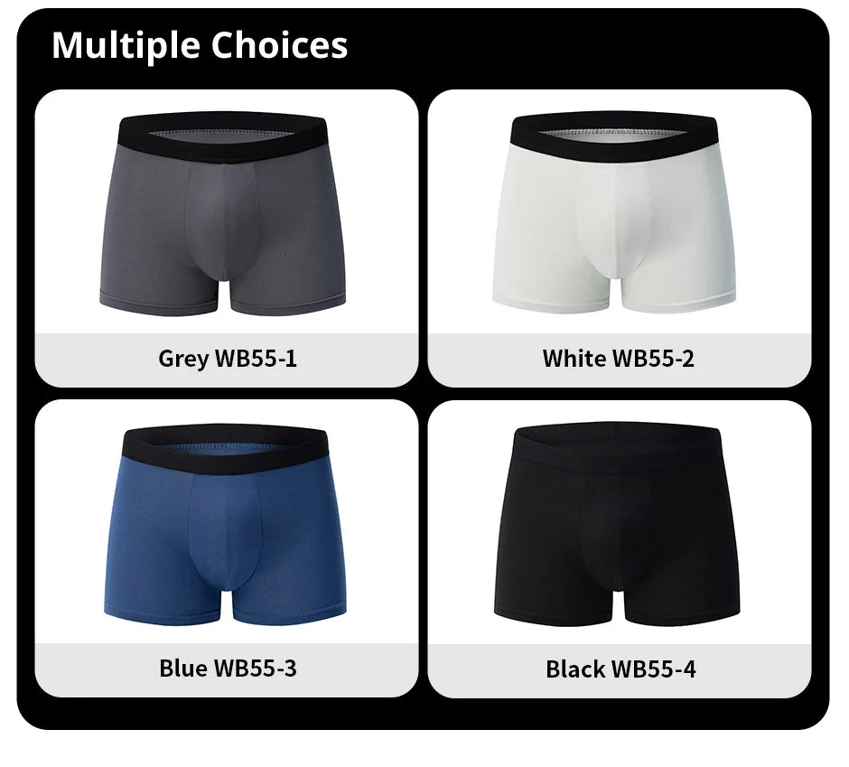 4 Pack Europe And America Size Men'S Solid Color Sexy Boxer Underwear Antibacterial Breathable Plus Size Men'S Shorts Underwear
