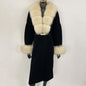 Long Knitwear Coat Women Warm Belt Real Fox Fur Jacket Female 2024 New Autumn Winter Kintted Natural Fur Coat Women