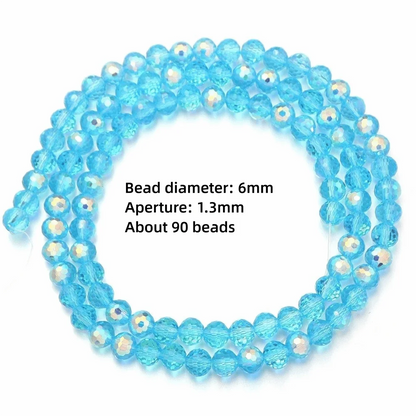 6/8/10mm Sizes Faceted Glass Beads 96-faceted Pink Blue Crystal Earth Beads Faceted Cut Style Plating Clear Jewelry Making Beads