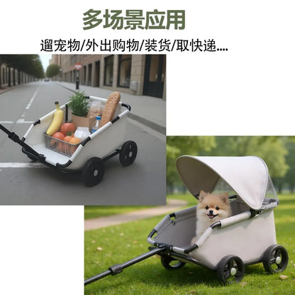 Foldable Pet Stroller Cart for Small Dogs Cats Puppy Kitten Outdoor Travel Carrier Toy Pushcart