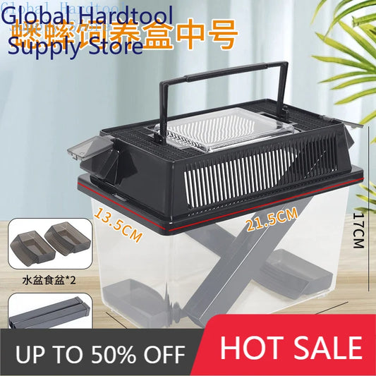 Insect Breeding Box Clear Cricket Keeper Escape Proof Reptile Feeder Habitat Ventilated Bug Terrarium Container Easy Clean