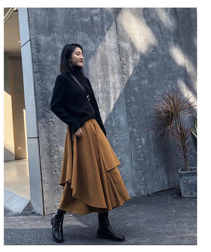 Women Skirts Gothic Irregular Skirts Pants Women High Waist White Black Long Skirts Female Pleated Skirts Culottes Women Clothes