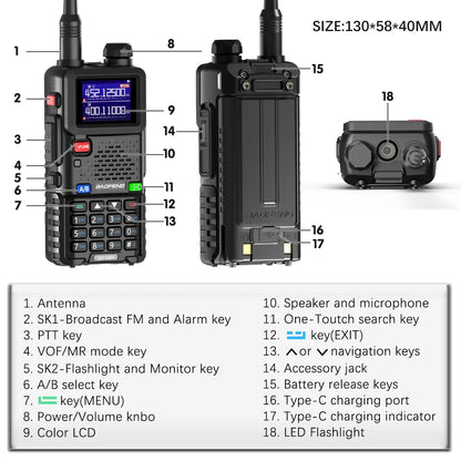 Baofeng UV 5RH 10W Full Bands Walkie Talkie Wirless Copy Frequency Type-C Charger Upgraded UV 5R Transceiver Ham Two Way Radio