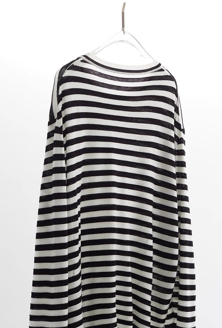 Classic Striped Long Sleeve T-Shirt Casual Versatile Knitted Pullover Top for Women 2026 Spring New Style