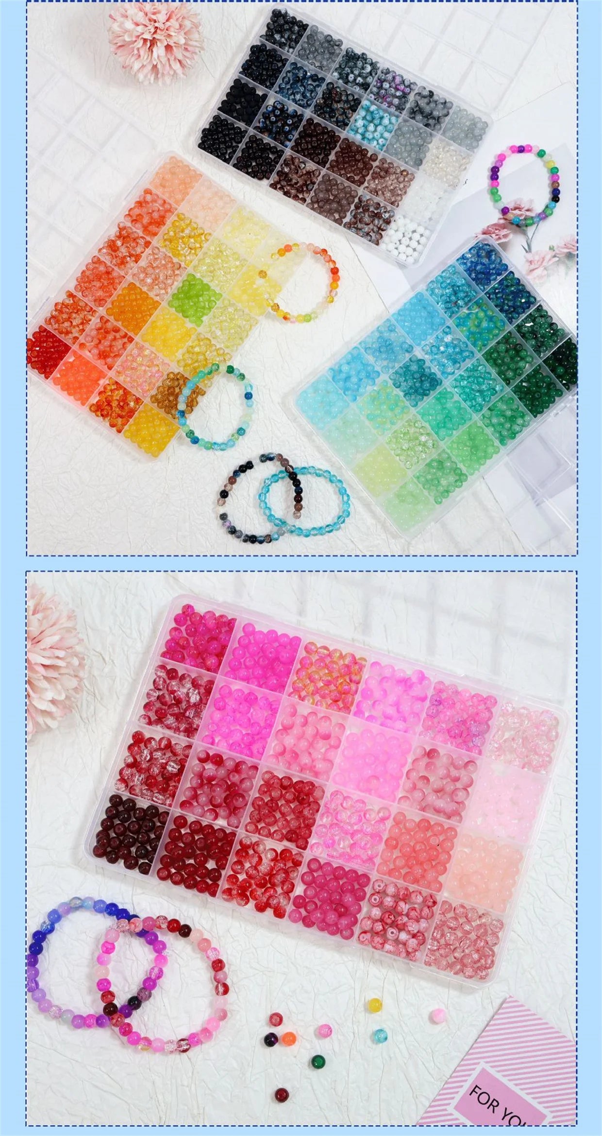 DIY Bracelet Making 6mm Glass Loose Beads Full Set Jewelry Accessories Beading Supplies for Handmade Ornament Creation