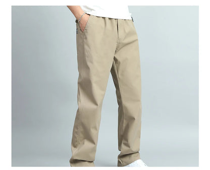 Big Size Men's Casual Cotton Trousers Loose Fit Straight Pants Multi Pocket Big Man Long Pants Mens Jogger Pants Summer Autumn